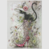 Decoupage Whimsical Black Cat Stiletto's Catwalk  Seidenpapier (Vorderseite)