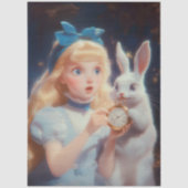 Decoupage Whimsical Blonde Blue Headband & Rabbit Seidenpapier (Vorderseite)