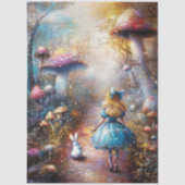 Decoupage Whimsical Blonde Girl & Rabbit Forest Seidenpapier (Vorderseite)