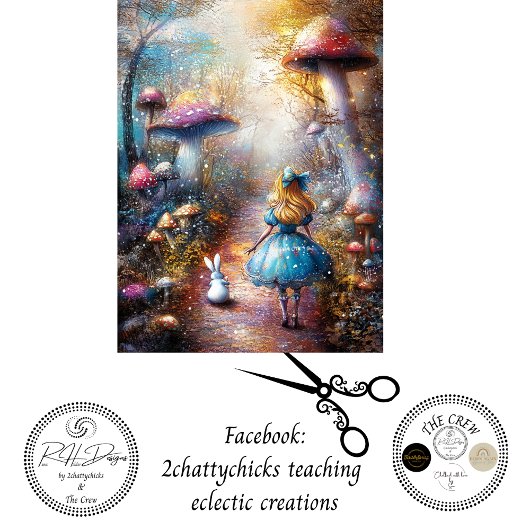 Decoupage Whimsical Blonde Girl & Rabbit Forest Seidenpapier