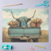 Decoupage Whimsical Blue Highland Truck Blume Seidenpapier (Basteln)