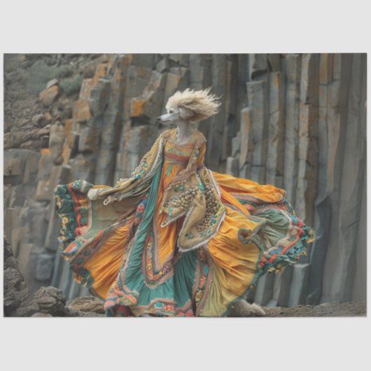 Decoupage Whimsical Boho Standard Poodle Dress Seidenpapier (Vorderseite)