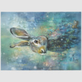 Decoupage Whimsical Bunny Blue Hintergrund Lebhaft Seidenpapier (Vorderseite)