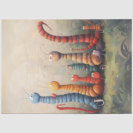 Decoupage Whimsical Cartoon Bookwürmer Raupen Seidenpapier