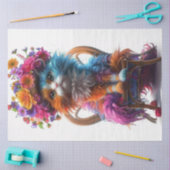 Decoupage Whimsical Cat Blossom Whiskers Seidenpapier (Basteln)