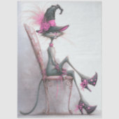 Decoupage Whimsical Cat Hexenschuhe Catwalk Seidenpapier (Vorderseite)
