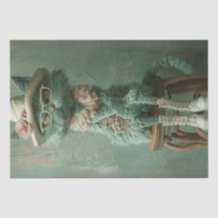 Decoupage Whimsical Cat Rustin Stuhl Vintag Seidenpapier