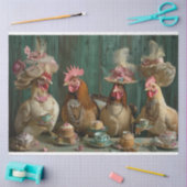 Decoupage Whimsical Chicken Chickadees Tee Party Seidenpapier (Basteln)