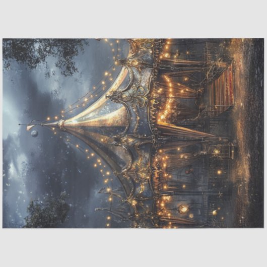 Decoupage Whimsical Circus Karussell Zelt Szene Seidenpapier (Vorderseite)