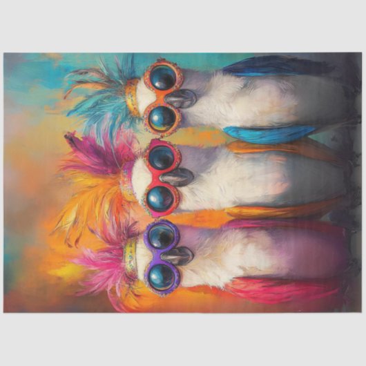 Decoupage Whimsical Cockatoos Bright Feathers Seidenpapier (Vorderseite)