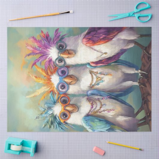 Decoupage Whimsical Cockatoos Lebhaft gefärbt Seidenpapier (Basteln)