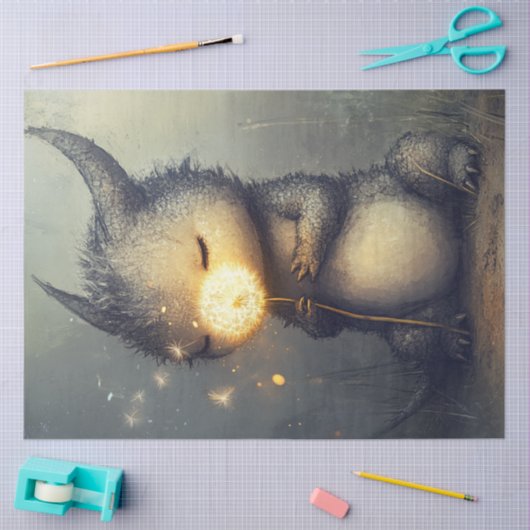 Decoupage Whimsical Creature Dragon Dandeld Seidenpapier (Basteln)