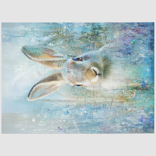Decoupage Whimsical Digital Rabbit Portrait Seidenpapier (Vorderseite)