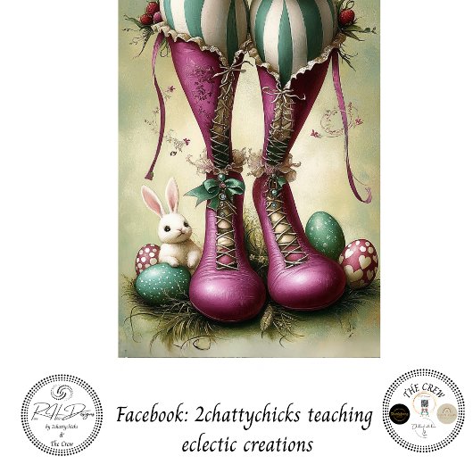 Decoupage Whimsical Easter Striped Bunny Boots Seidenpapier