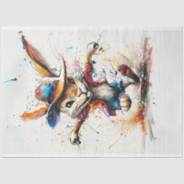 Decoupage Whimsical farbige Splash Painting Rabbit Seidenpapier