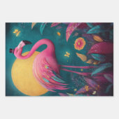 Decoupage Whimsical Flamingo Moon Aquamarine Pinks Geschenkpapier Set (Vorderseite 3)