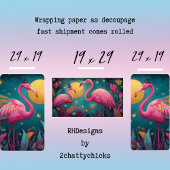Decoupage Whimsical Flamingo Moon Aquamarine Pinks Geschenkpapier Set