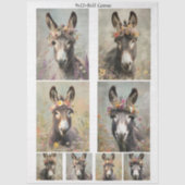 Decoupage Whimsical Floral Donkey Rustikale Arktis Seidenpapier (Vorderseite)