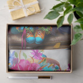 Decoupage Whimsical Floral Feline Fantasy Cat Seidenpapier (Geschenk)