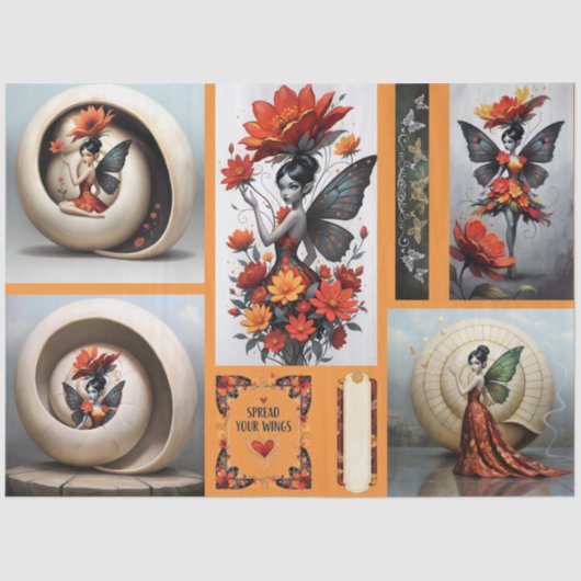 Decoupage Whimsical Flower Fairy Seidenpapier (Vorderseite)