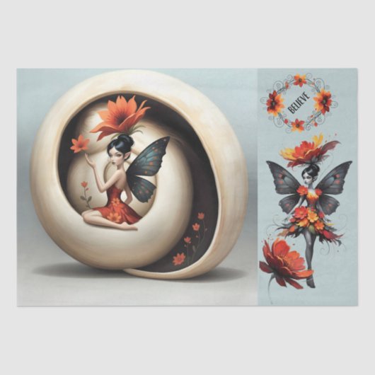 Decoupage Whimsical Flower Fairy Seidenpapier (Vorderseite)