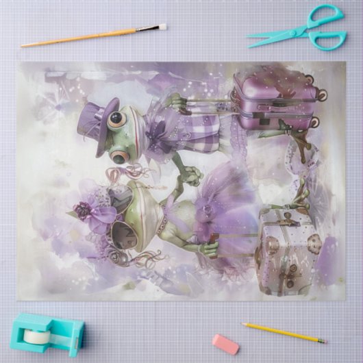 Decoupage Whimsical Frog Couple Reisen Seidenpapier (Basteln)