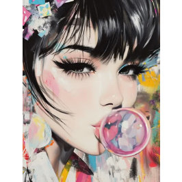 Decoupage Whimsical Girl & Ihre Blase Gum Erinneru Seidenpapier