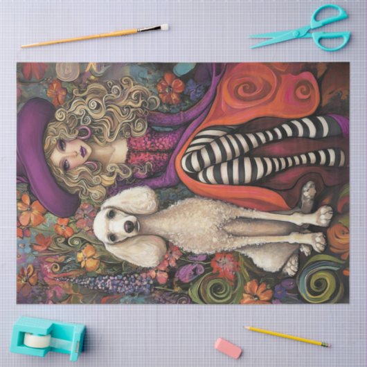 Decoupage Whimsical Girl Violet & Poodle Snowball Seidenpapier (Basteln)