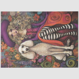 Decoupage Whimsical Girl Violet & Poodle Snowball Seidenpapier