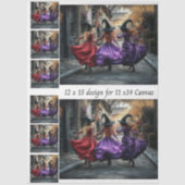 Decoupage Whimsical Halloween Witches 11x14 Canvas Seidenpapier (Vorderseite)