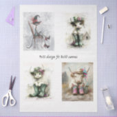 Decoupage Whimsical Highland Calves and Cats Seidenpapier (Basteln)