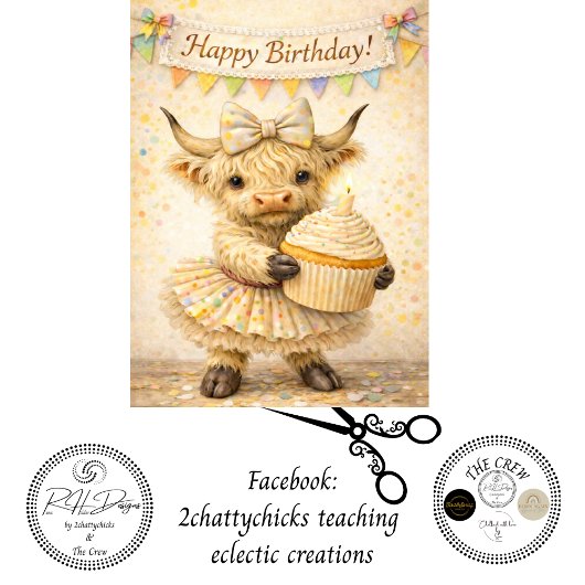 Decoupage Whimsical Highland Cupcake Birthday Seidenpapier