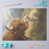 Decoupage Whimsical Highland Kuh and Calf in Field Seidenpapier (Basteln)