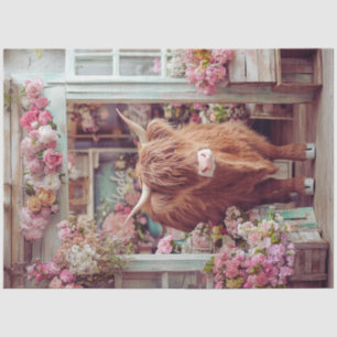 Decoupage Whimsical Highland Kuh Pink Blume Shop Seidenpapier