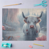 Decoupage Whimsical Highland Kuh Pink Hue Pond Seidenpapier (Basteln)