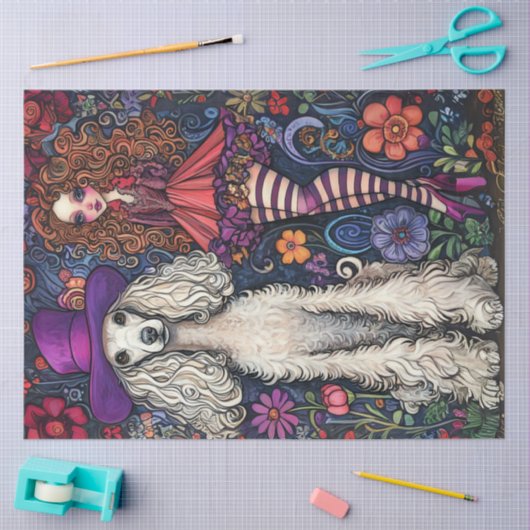 Decoupage Whimsical Hippie Chic & Standard Poodle Seidenpapier (Basteln)