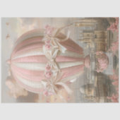 Decoupage Whimsical Hot Air Ballon Pink White Seidenpapier (Vorderseite)
