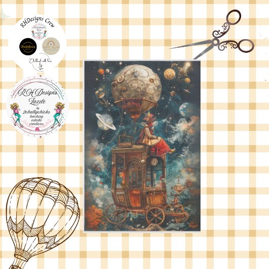 Decoupage Whimsical Hot Air Ballonfahrten Seidenpapier