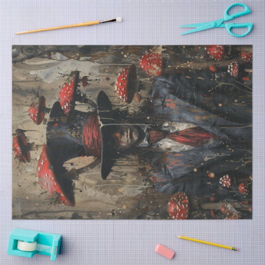 Decoupage Whimsical Image Man Anzug Mushrooms Seidenpapier (Basteln)