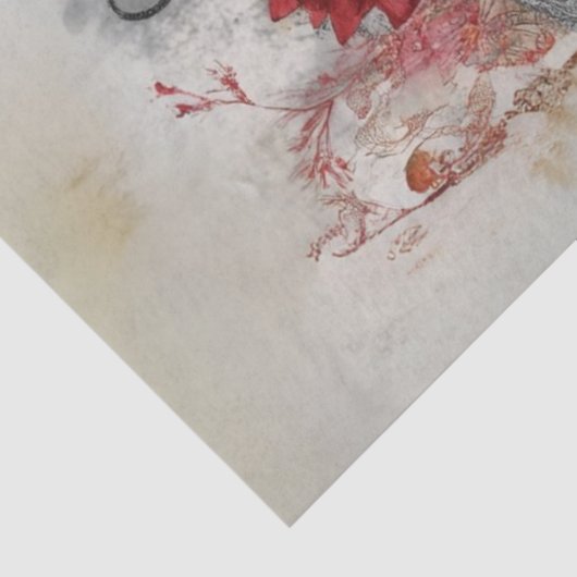 Decoupage Whimsical Intricate Elephant Red Black Seidenpapier (Ausschnitt)