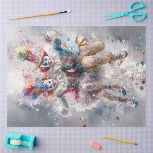 Decoupage Whimsical Jester Circus Clowns Seidenpapier (Basteln)