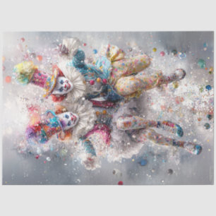 Decoupage Whimsical Jester Circus Clowns Seidenpapier