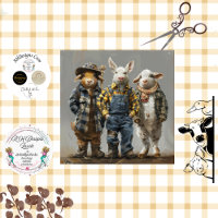 Decoupage Whimsical Kanbit, Ziege, Schafe Bauern