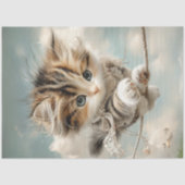 Decoupage Whimsical Kitten Balancing on High Wire Seidenpapier (Vorderseite)
