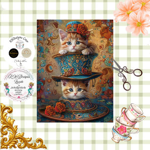 Decoupage Whimsical Kittens Herbstfest  Seidenpapier