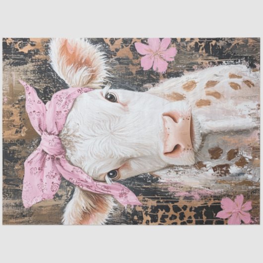 Decoupage Whimsical Kuh Pink Bandana Seidenpapier (Vorderseite)