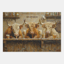 Decoupage Whimsical Kühe Saloon Bar Milk Shakes Geschenkpapier Set