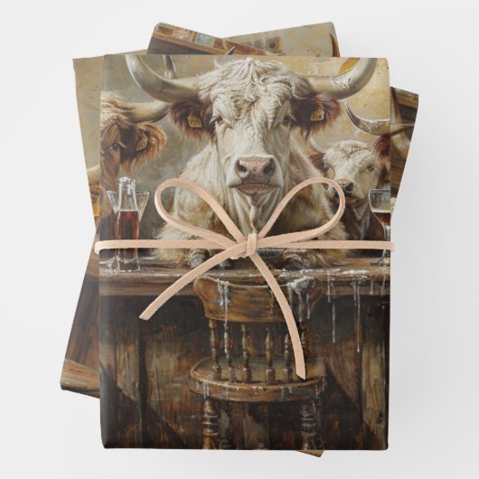 Decoupage Whimsical Kühe Saloon Bar Milk Shakes Geschenkpapier Set (Beispiel)