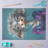 Decoupage Whimsical Lady Cow Comic Seidenpapier (Basteln)