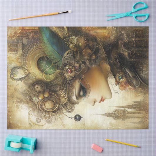 Decoupage Whimsical Lady Verziert Steampunk Barock Seidenpapier (Basteln)